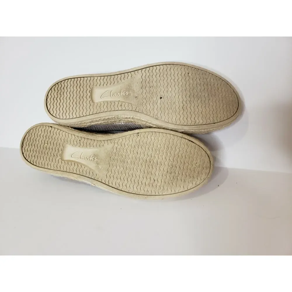 Clarks Azella Theoni Slip On‎ Loafter Shoes Gold Metallic Espardrille Size 8.5